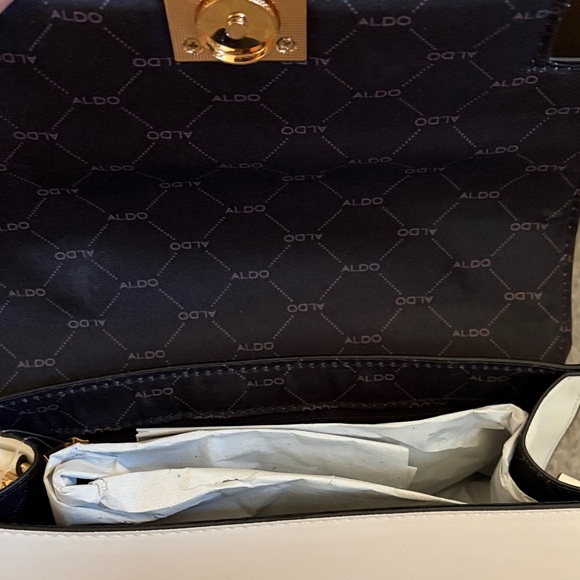 Aldo Cream Satchel/ Crossbody with Gold Details - Picture 7 of 9